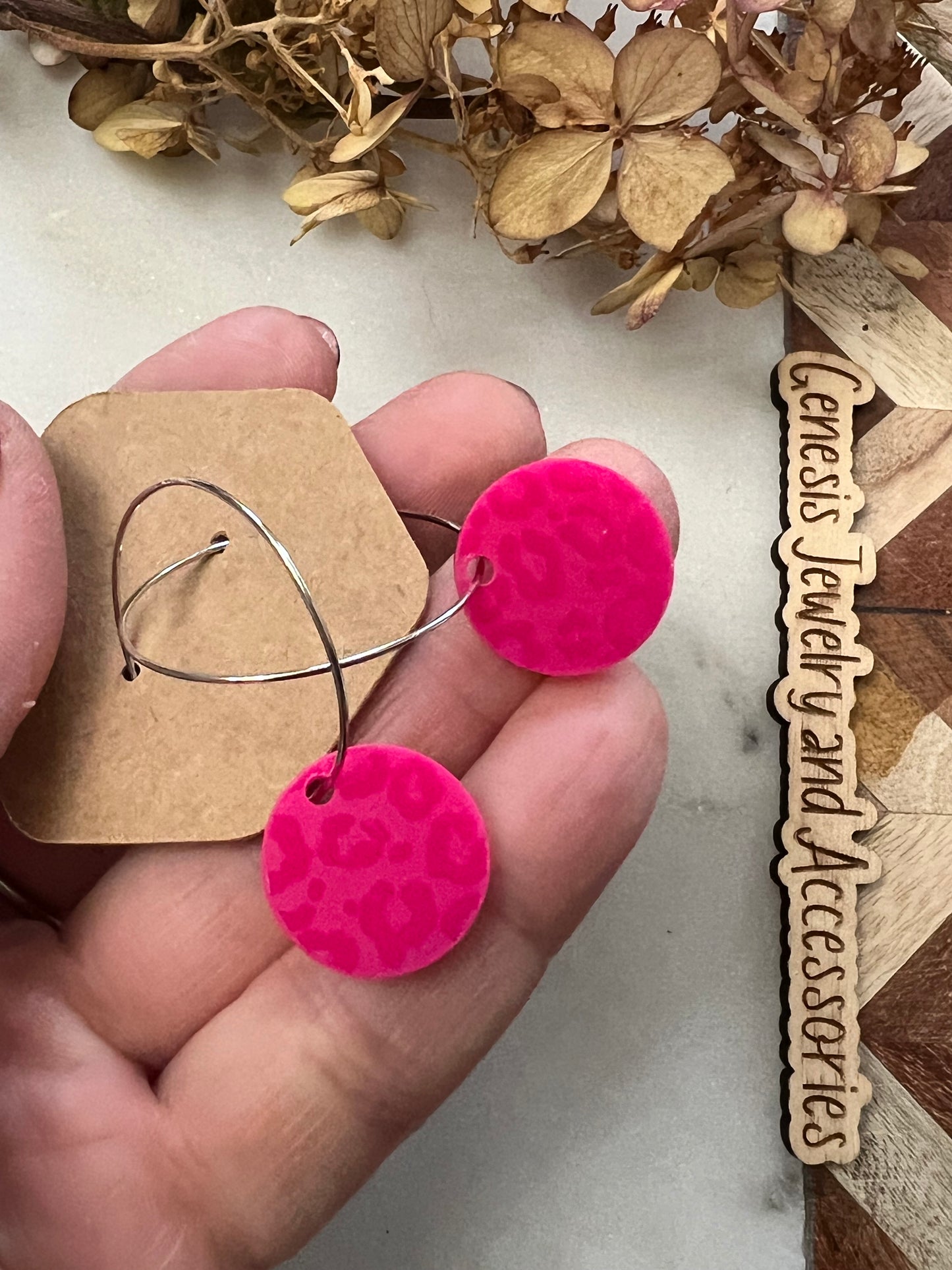 Muted Leopard Hoops