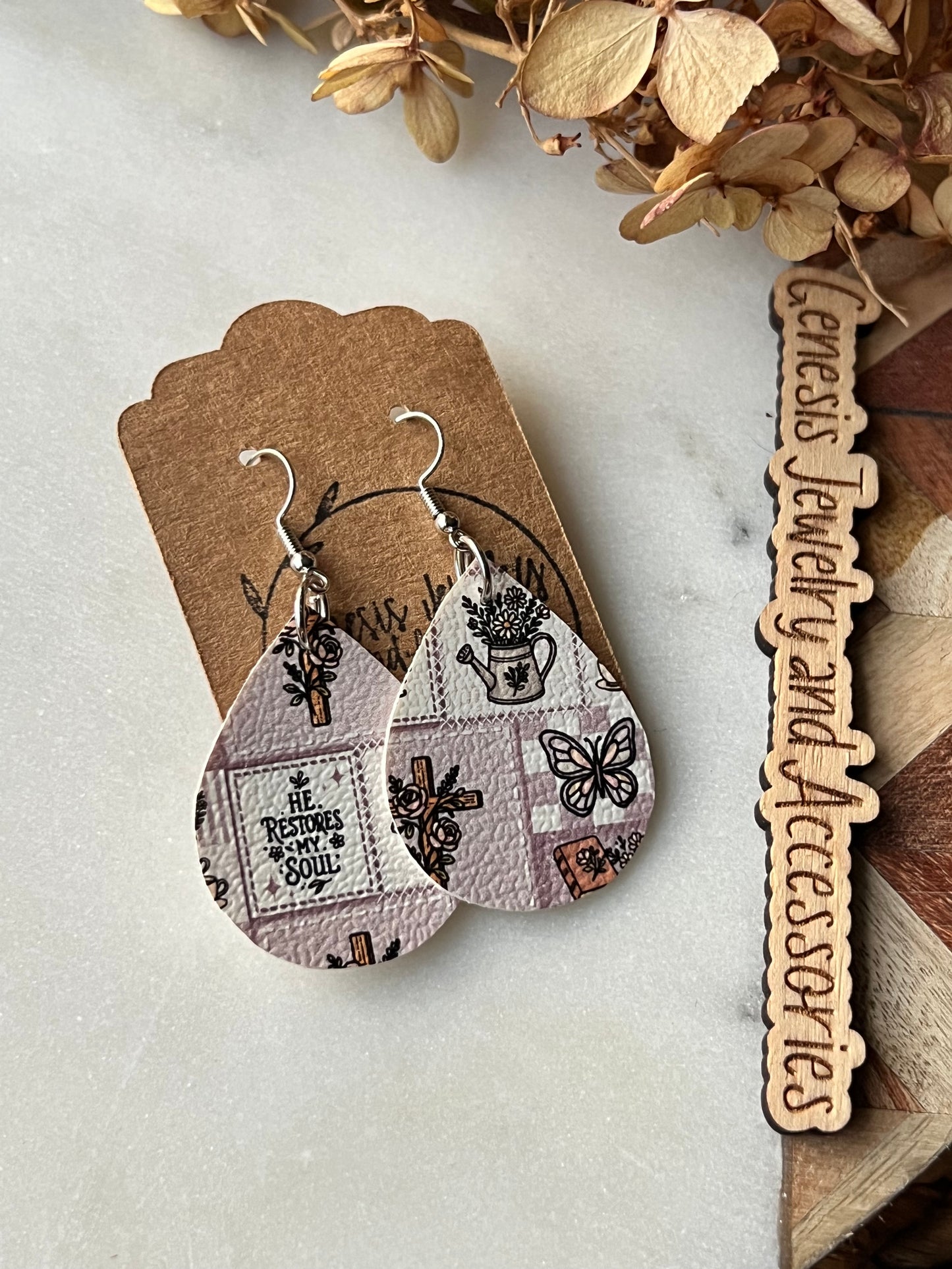 Bible Themed Dangle - Faux Leather