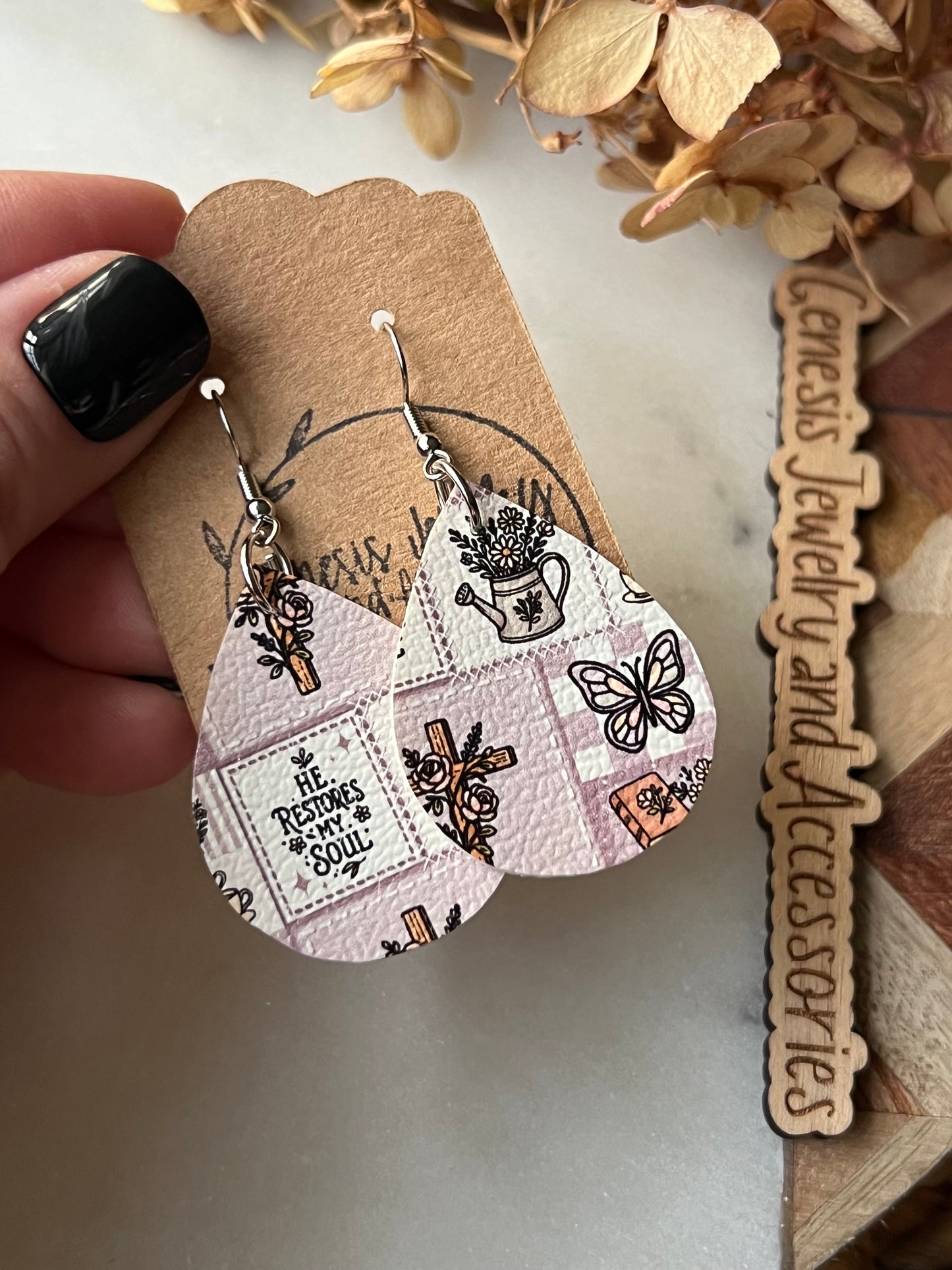 Bible Themed Dangle - Faux Leather