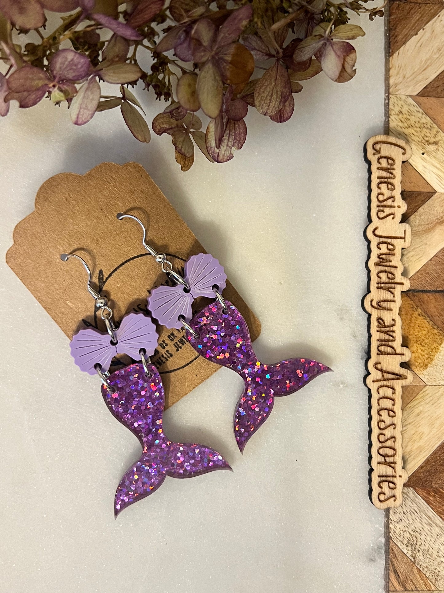 Acrylic Mermaid Themed Earrings