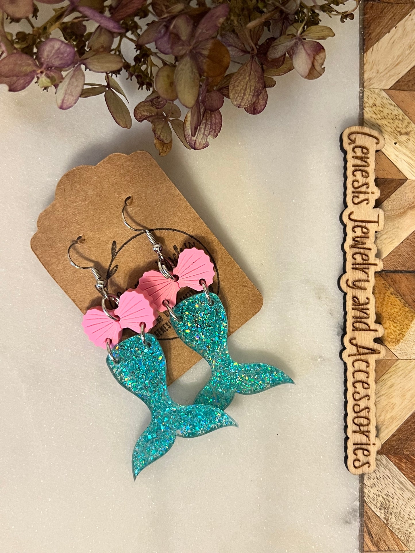 Acrylic Mermaid Themed Earrings